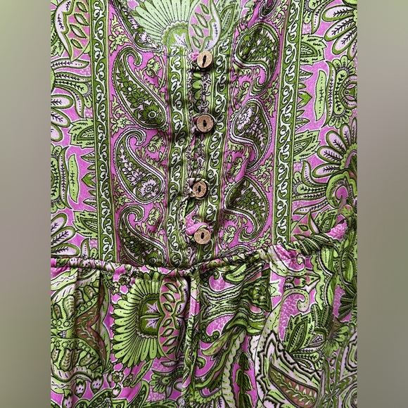 Beautiful bohemian 70% SILK 30% Viscose
maxi dress with bell sleeves - Picture 8 of 13